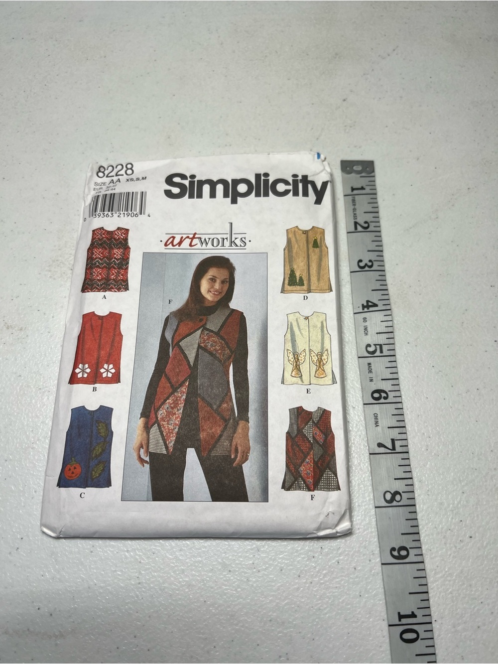 Vintage Simplicity 8228 Artworks Vest Sewing Pattern XS-M - Picture 3 of 5